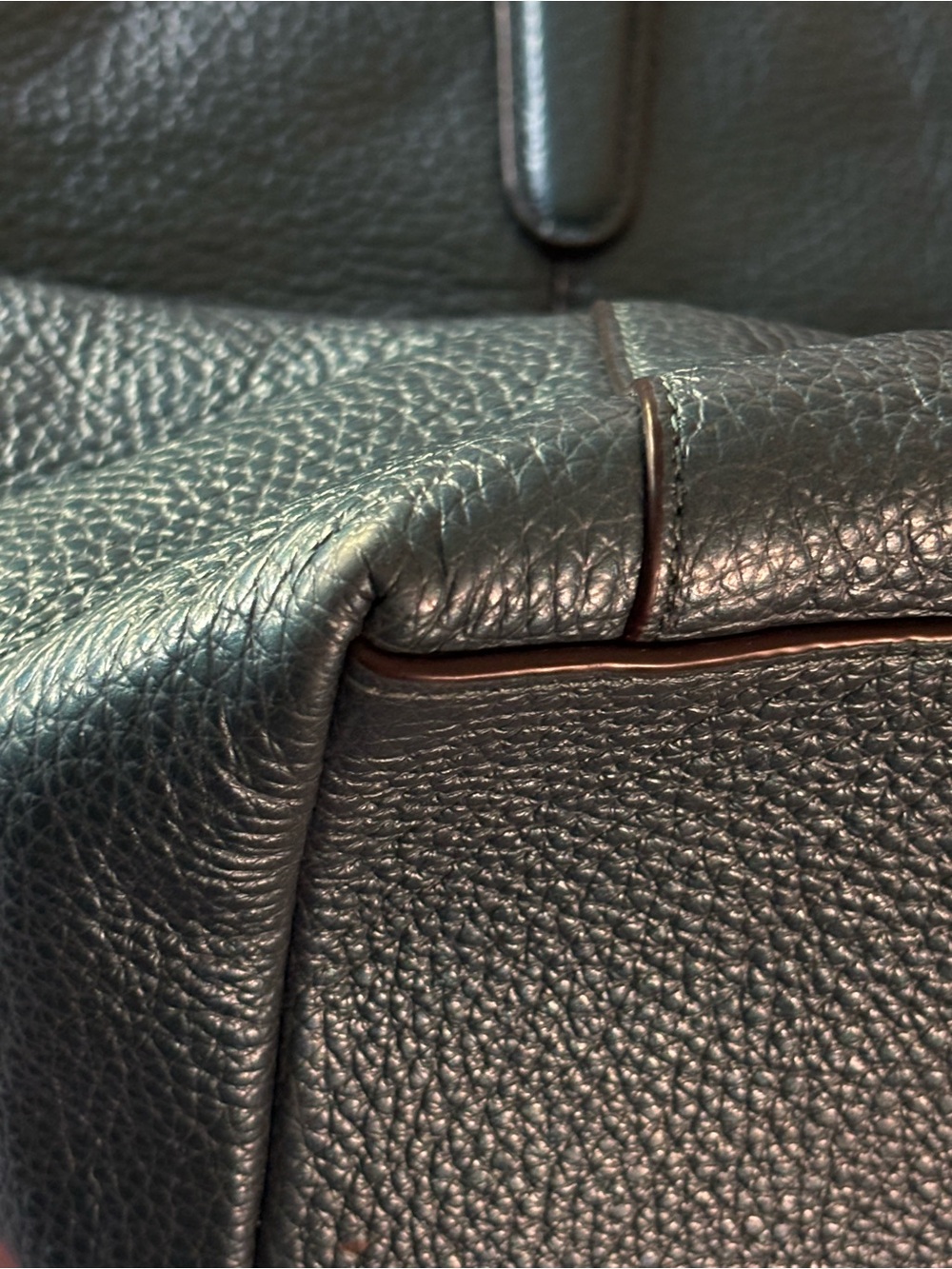 Coach Ava Tote Teal Metallic Pebbled Leather Zip Top Shoulder Bag Purse - Picture 5 of 11